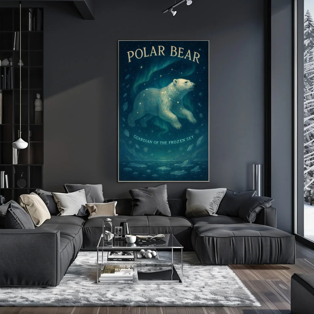 Mystical Polar Bear Under Stars Animal Poster PosterGoat
