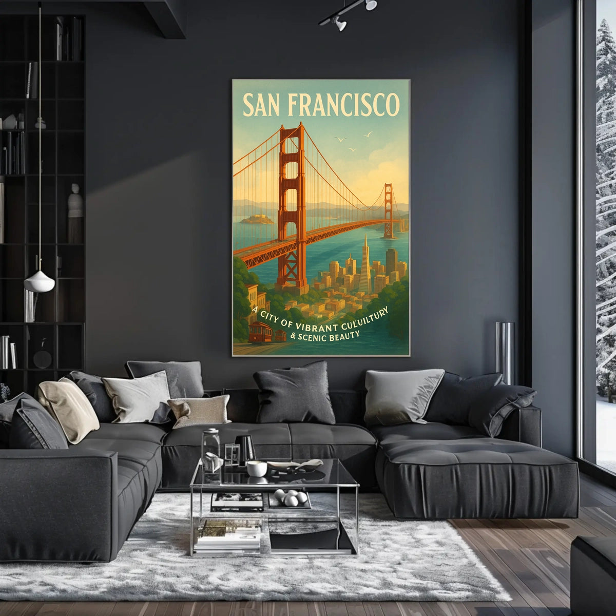 Vintage San Francisco Golden Gate Bridge Travel Poster