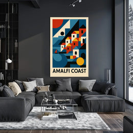 Amalfi Coast Geometric Art Poster For Elegant Wall Decor