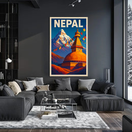 Nepal Land of Mountains and Stupas Poster
