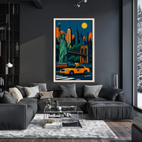 Iconic NYC Skyline And Statue Poster Modern Wall Art