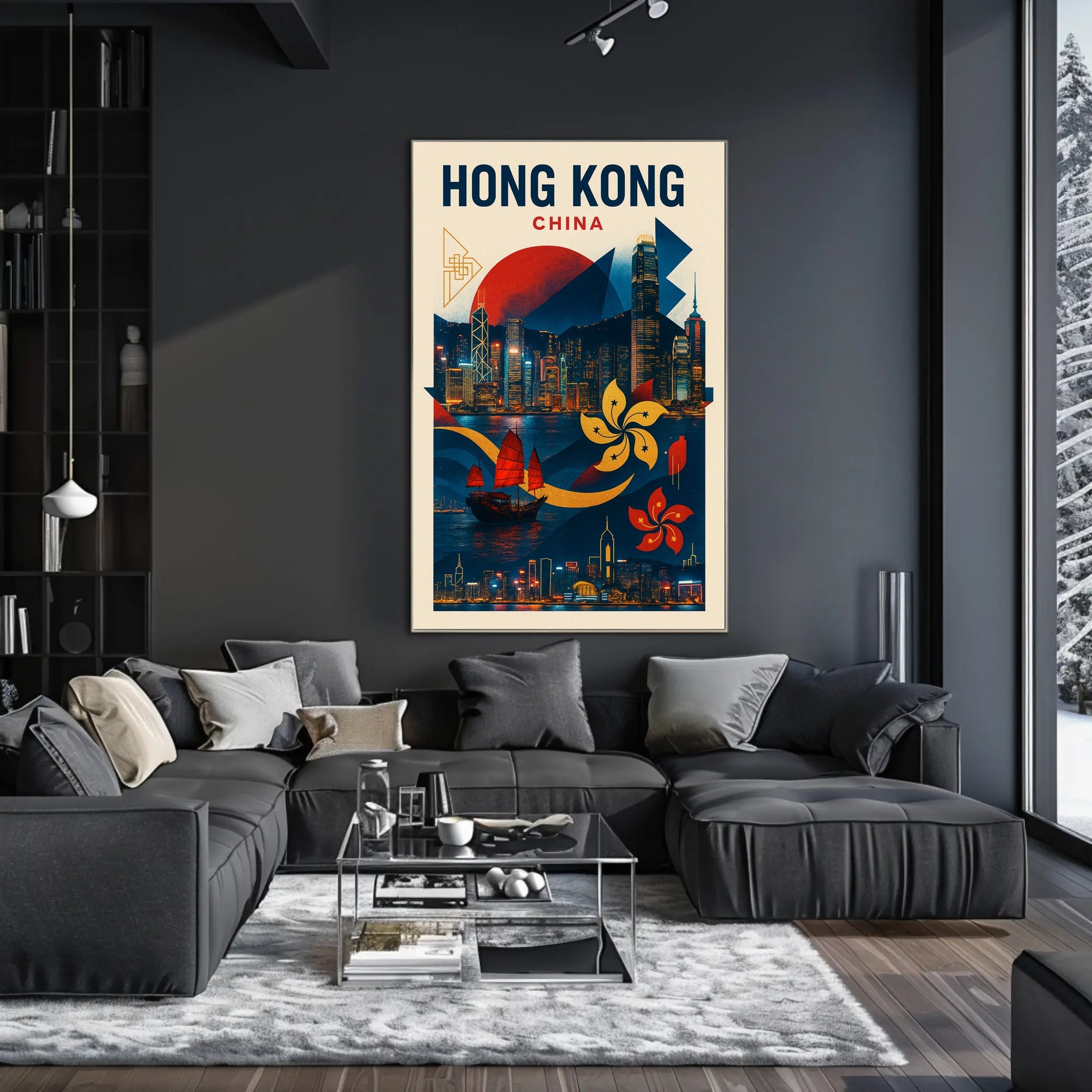 Hong Kong  A Vibrant Cityscape Poster PosterGoat