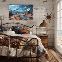 Surrealistic Timepiece in Arid Dreamscape Artistic Poster