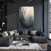Misty Monochrome Forest Artistic Poster