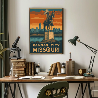 Kansas City Missouri Vintage Poster - Native Monument