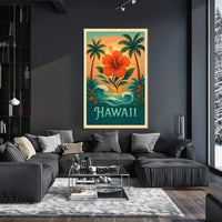 Hawaiian Tropical Paradise Vintage Travel Poster