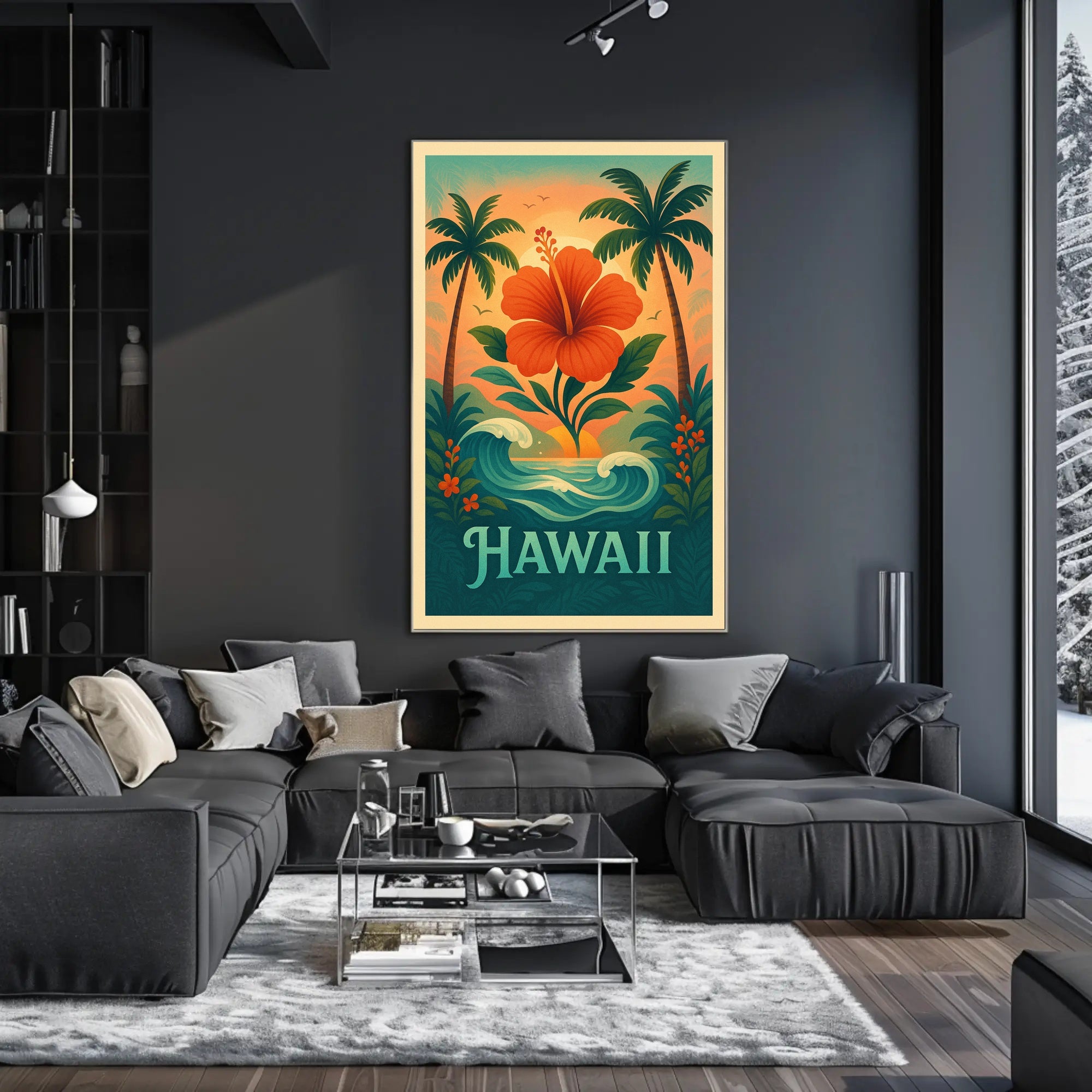 Hawaiian Tropical Paradise Vintage Travel Poster