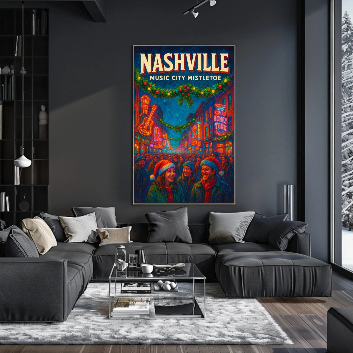 Nashville Music City Mistletoe Poster