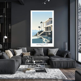 Luxurious Contemporary House Illustration Poster - Urban or Cityscape Poster PosterGoat