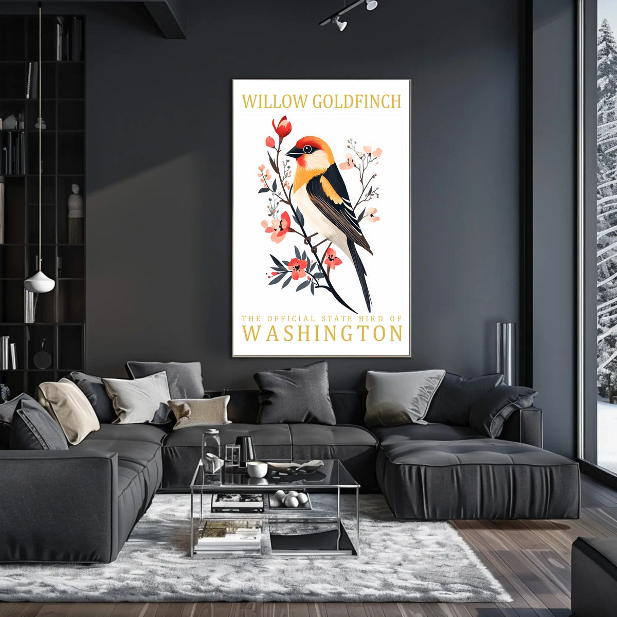 Willow Goldfinch Art Poster: Washington's Vibrant State Bird