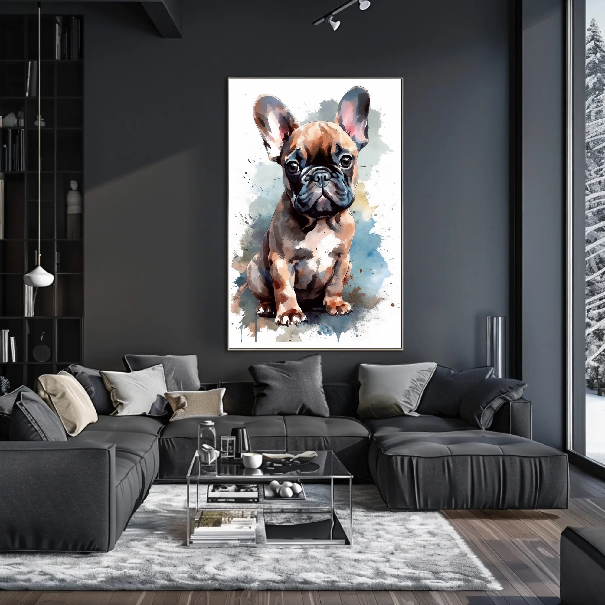 French Bulldog Watercolor Poster Wall Art