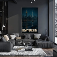 New York City Skyline at Night Poster