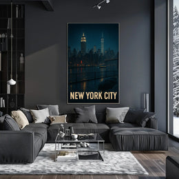 New York City Skyline at Night Poster