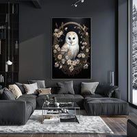 Enchanted Owl In Floral Wreath Poster PosterGoat