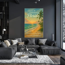 Serene Florida Coastal Sunset Travel Poster