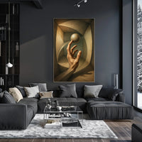 Surreal Hand and Sphere Realistic Geometric Abstract Poster