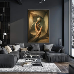 Surreal Hand and Sphere Realistic Geometric Abstract Poster