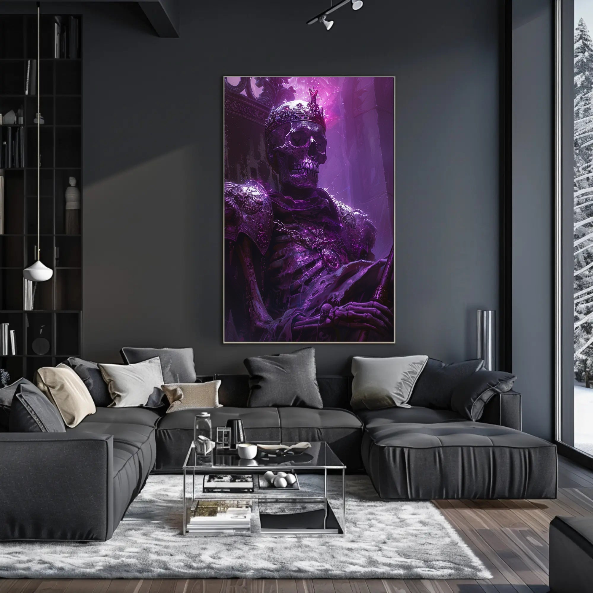 Skeletal Monarch's Throne: A Dark Fantasy Poster