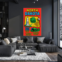 North Dakota Pop Art Travel Poster