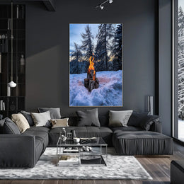 Winter Campfire In The Woods Poster