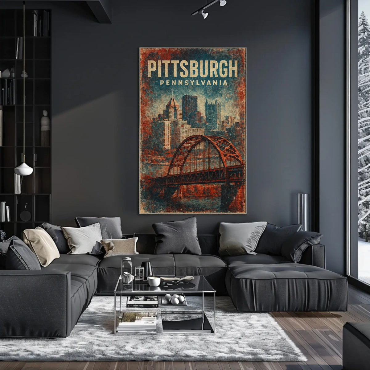 Pittsburgh Vintage Cityscape Retro Poster