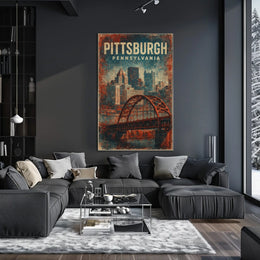 Pittsburgh Vintage Cityscape Retro Poster