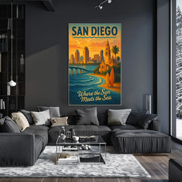 San Diego Where The Sun Meets The Sea Poster