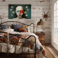 Surreal Bald-Faced Geometric Art Poster Futuristic Sci-Fi Poster