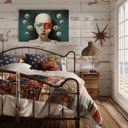 Surreal Bald-Faced Geometric Art Poster Futuristic Sci-Fi Poster