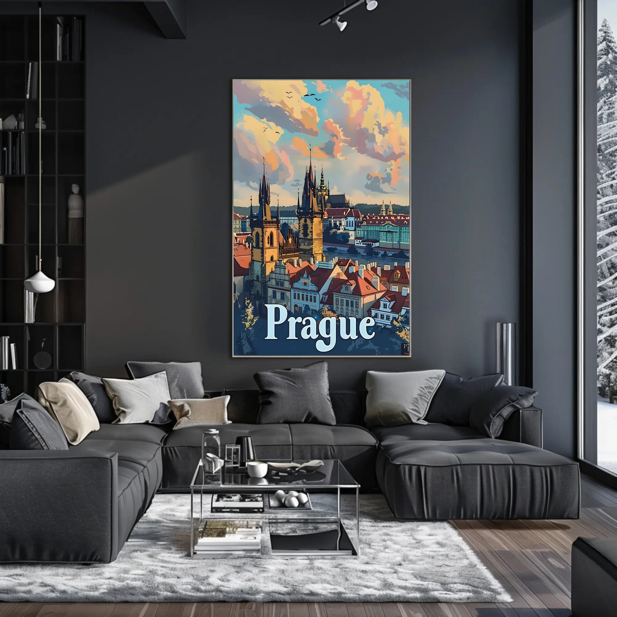 Prague Skyline Poster