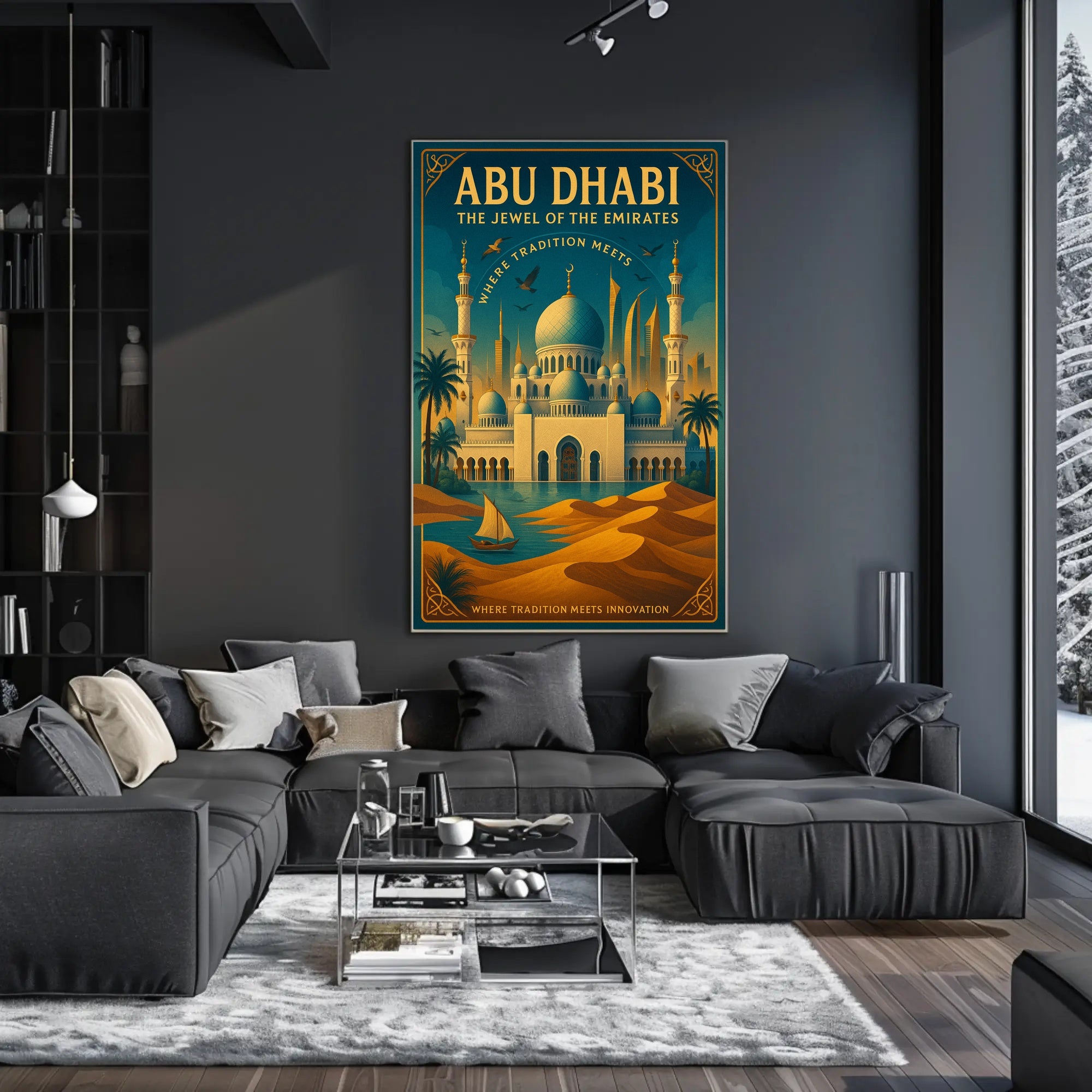 Abu Dhabi Elegance: Modern Meets Vintage Cultural or Heritage Poster