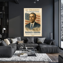 Barack Obama American Flag Illustrative Style Presidency Poster