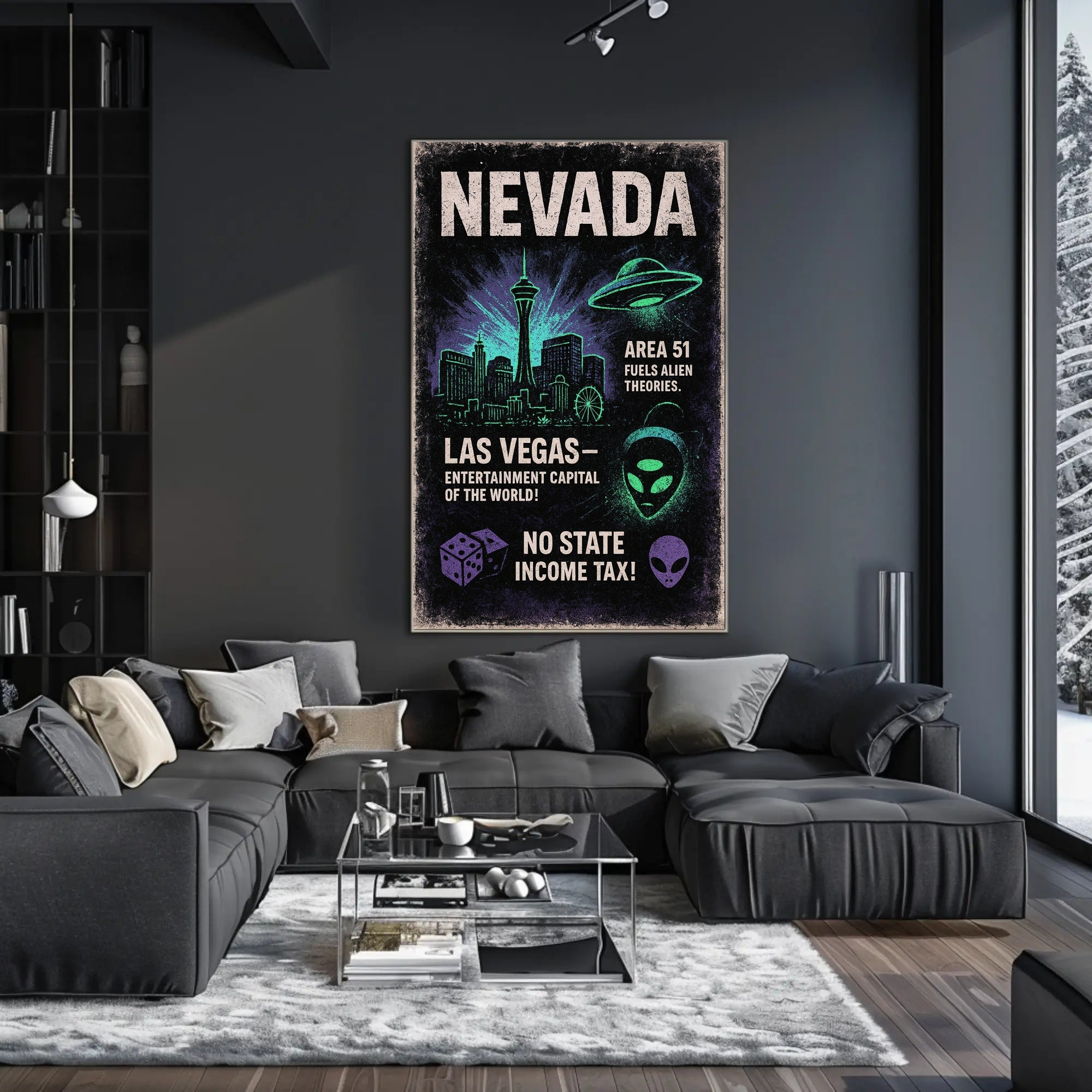 Nevada Alien Theories & Las Vegas Retro Travel Poster