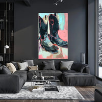 Cowboy Boots Poster Modern Abstract Art Print