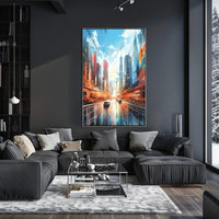 Futuristic Cityscape with Dynamic Lines Sci-Fi Poster