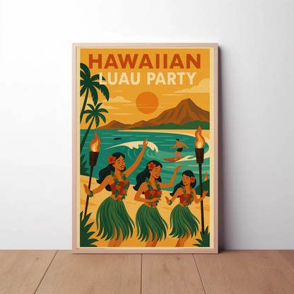 Hawaiian Luau Party Beach Dancers Poster Poster