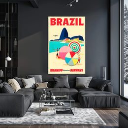 Discover Brazil With Braniff Airways Poster