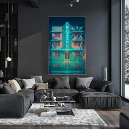 Vintage Cityscape Mid-20th Century Art Poster