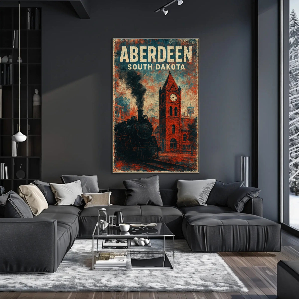 Aberdeen Vintage Travel Retro 80s Wanderlust Poster