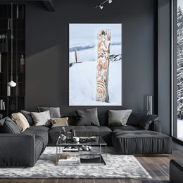 Snow-Covered Totem Poles Poster