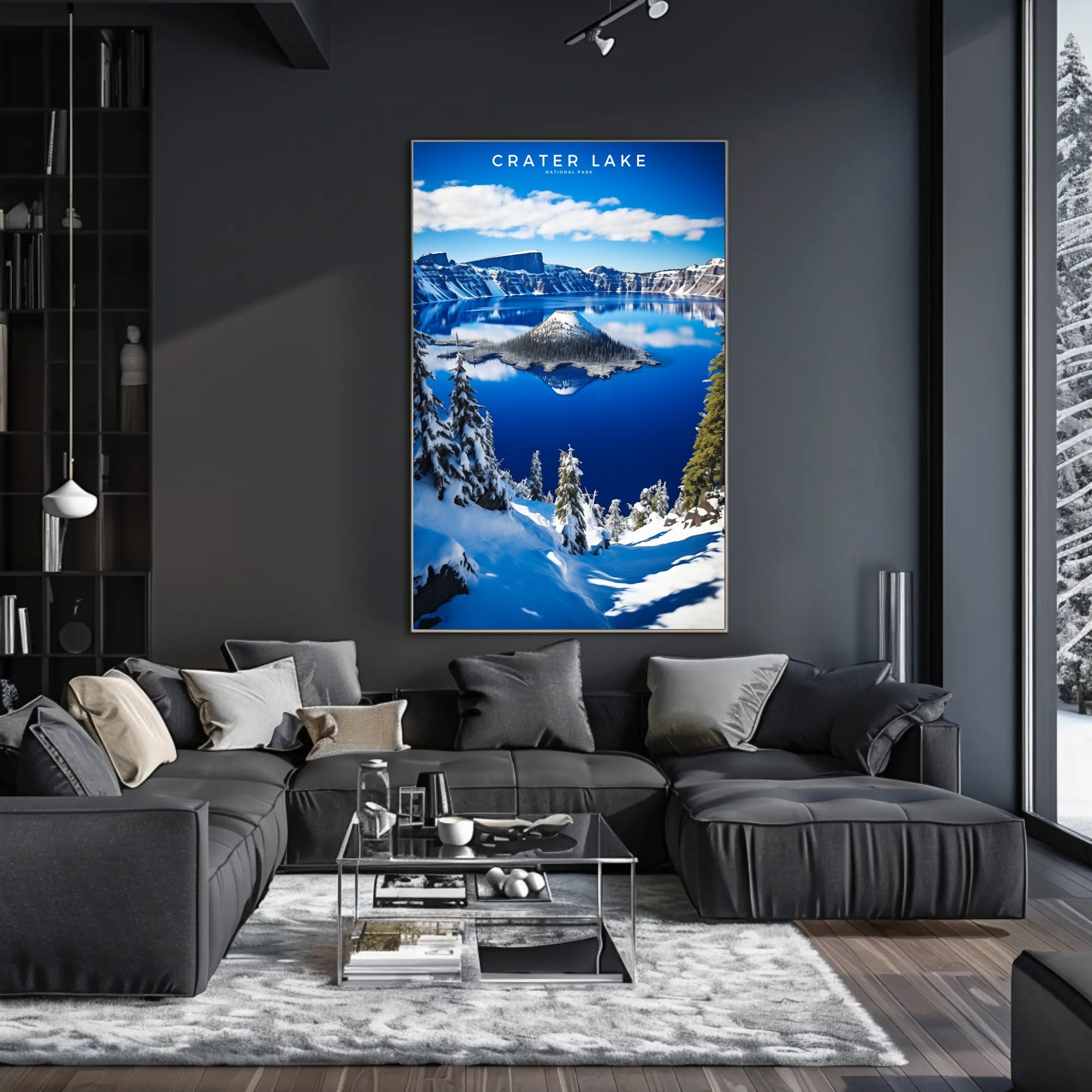 Crater Lake Winter Travel Poster Wall Art