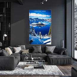 Crater Lake Winter Travel Poster Wall Art