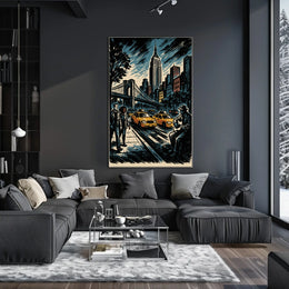 New York City Noir Skyline Poster Modern Urban Wall Art