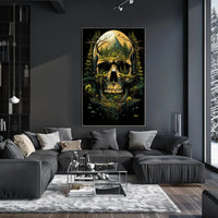 Nature-Inspired Skull Landscape Art Poster - Abstract, Artistic, or Pop Culture Poster