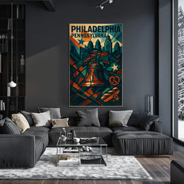 Philadelphia Liberty Bell Abstract Geometric Art Poster