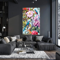 Vibrant Exotic Birds Botanical Art Animal Poster