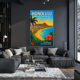 Honolulu Where the City Meets Paradise Poster