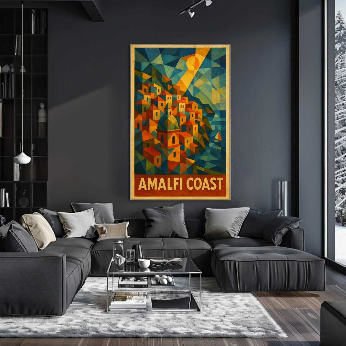 Amalfi Coast Poster Wall Art Italy Coastal Scenic Print