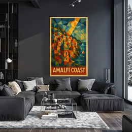 Amalfi Coast Poster Wall Art Italy Coastal Scenic Print