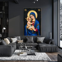Iconic Mother Mary Holding Jesus Poster